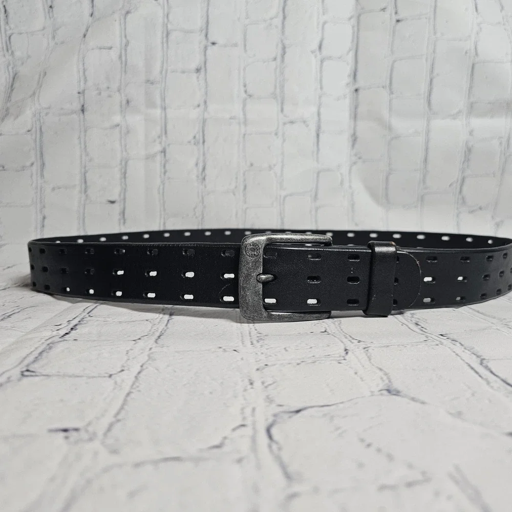 Levis Mens Black Genuine Leather Perforated Belt XL 42-44